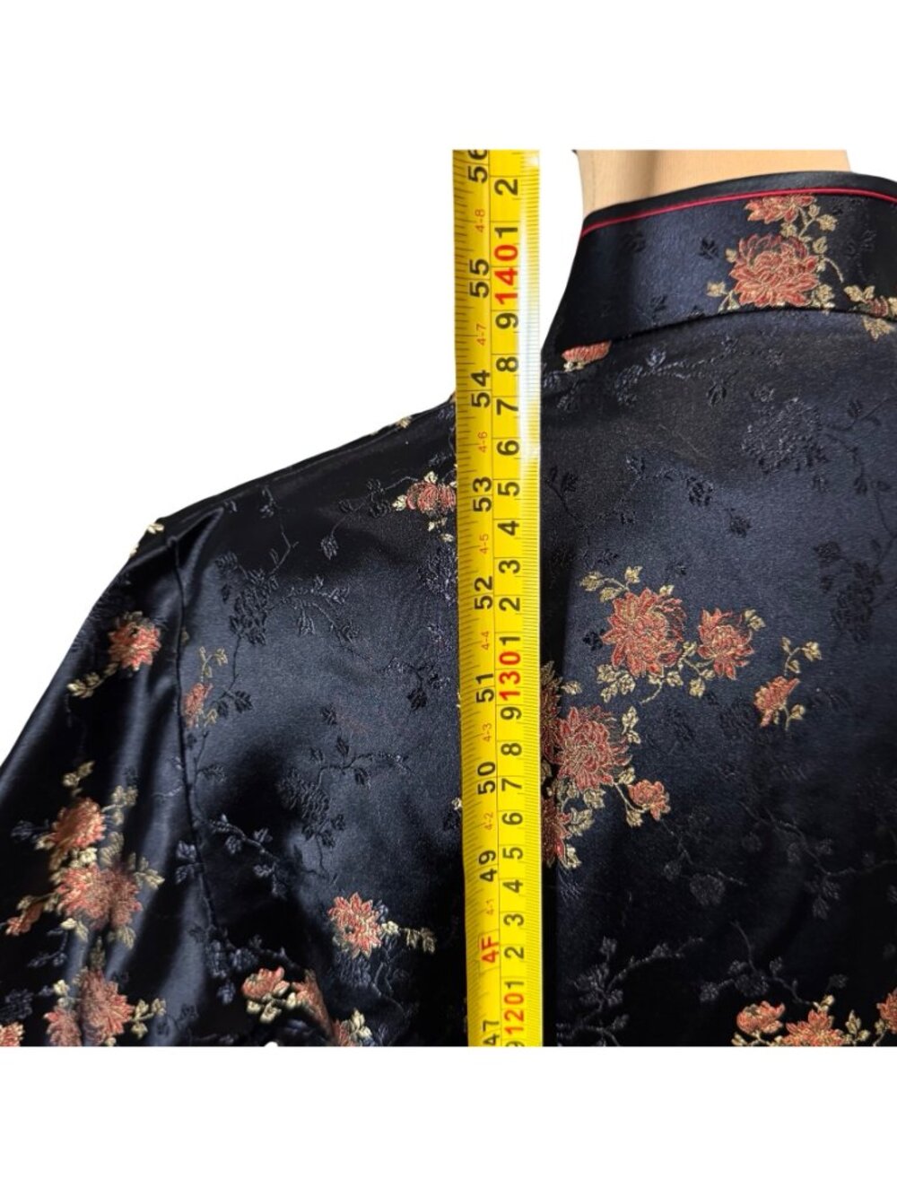 NWT Vintage 90s Salz Squirrel Cheongsam Maxi Dress Sz XL Satin Mandarin Asian - Picture 13 of 16